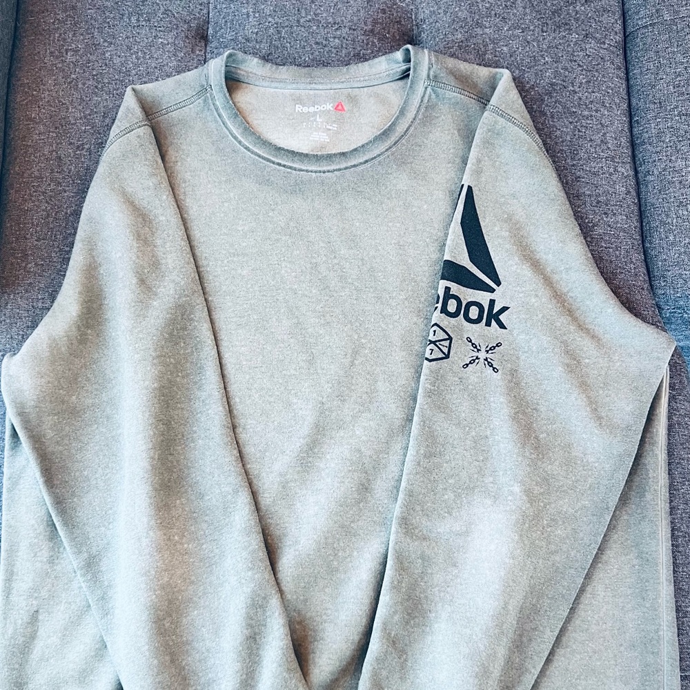 Reebok Mens Large Crew Neck Sweatshirt - Olive Green Fade